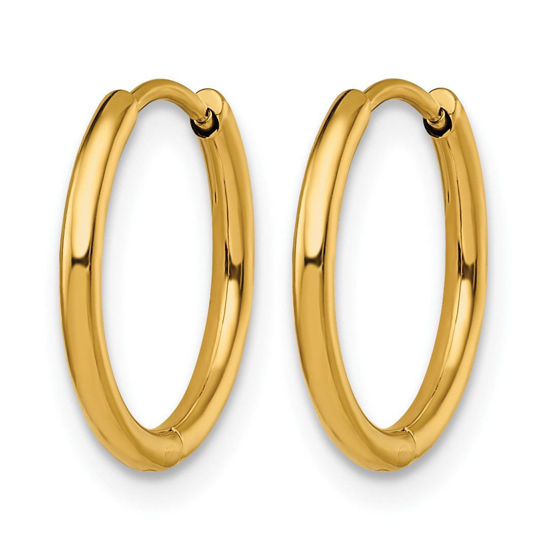 Stainless Steel Gold-Tone Polished Hinged Huggie Hoop Earrings