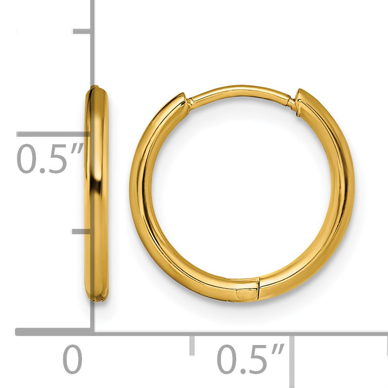 Stainless Steel Gold-Tone Polished Hinged Huggie Hoop Earrings