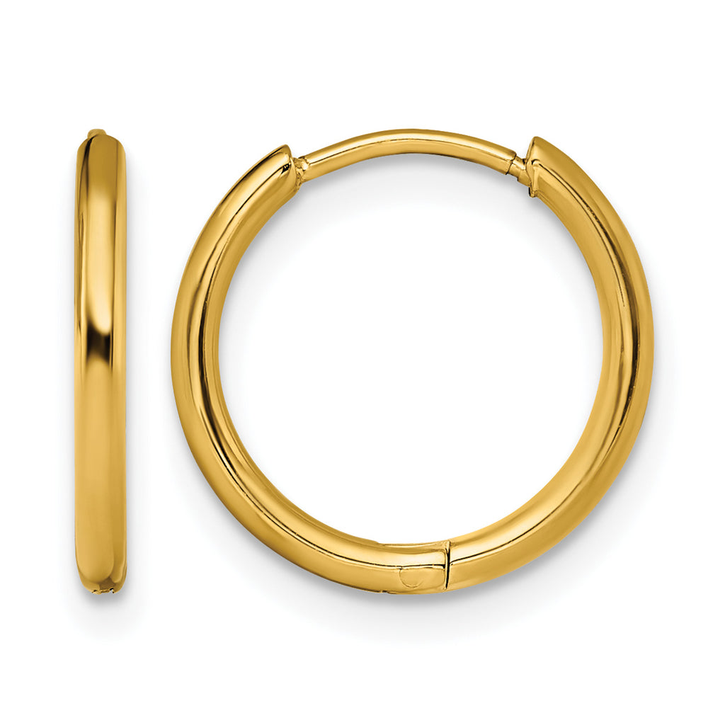 Stainless Steel Gold-Tone Polished Hinged Huggie Hoop Earrings