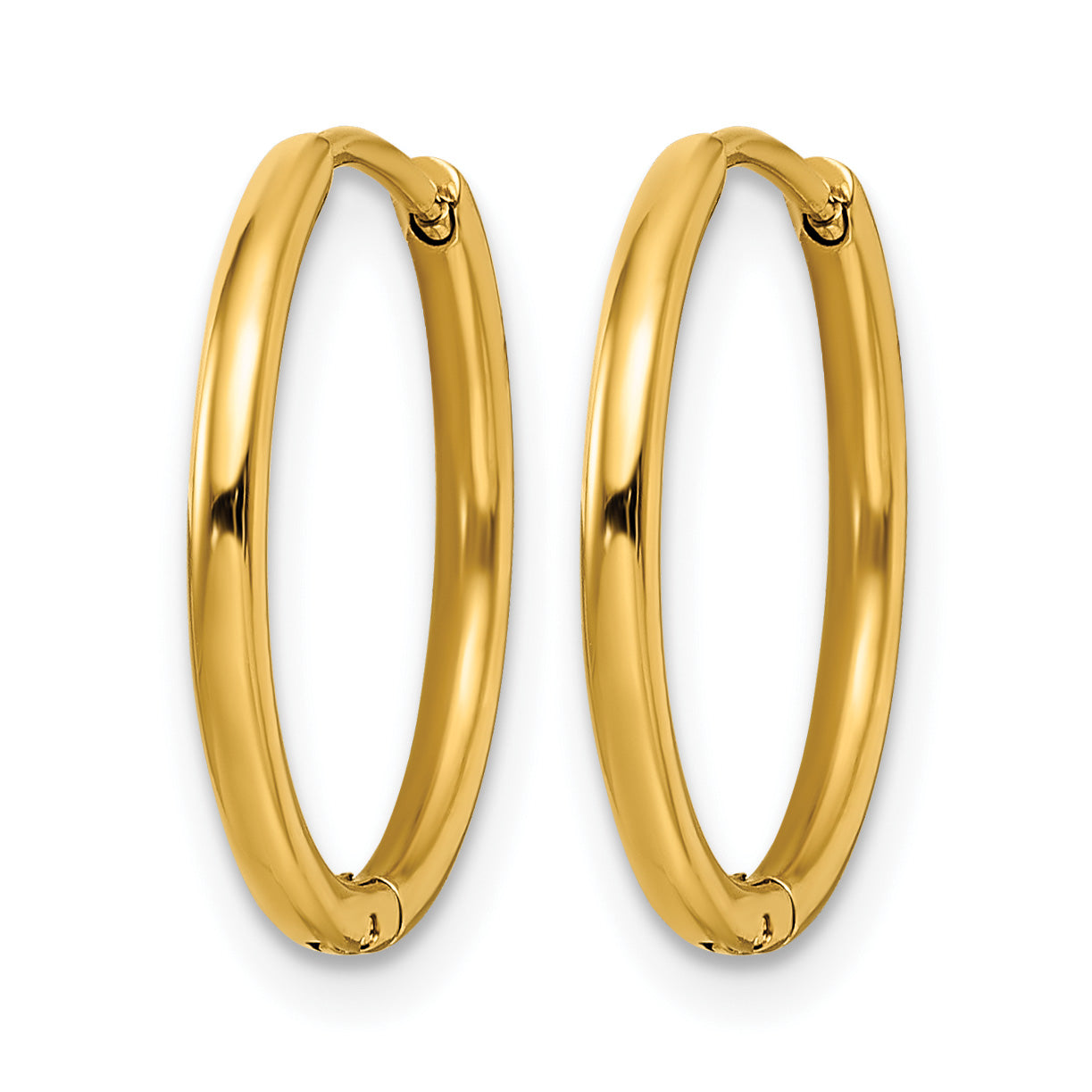 Stainless Steel Gold-Tone Polished Hinged Huggie Hoop Earrings