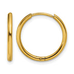 Stainless Steel Gold-Tone Polished Hinged Huggie Hoop Earrings