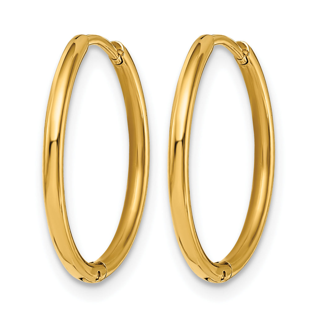 Stainless Steel Gold-Tone Polished Hinged Huggie Hoop Earrings