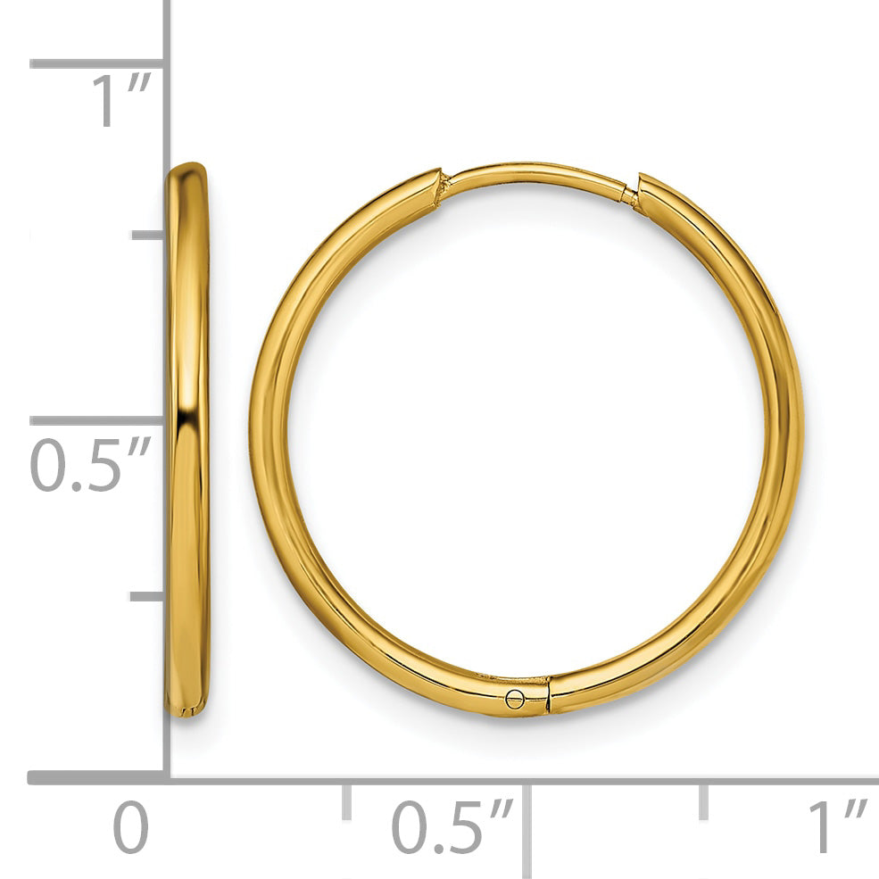 Stainless Steel Gold-Tone Polished Hinged Huggie Hoop Earrings
