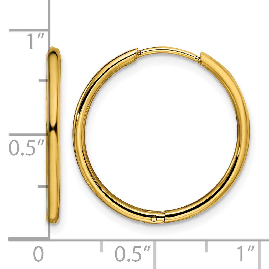 Stainless Steel Gold-Tone Polished Hinged Huggie Hoop Earrings
