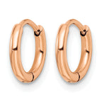 Stainless Steel Rose Gold-Tone Polished Hinged Huggie Hoop Earrings