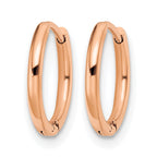 Stainless Steel Rose Gold-Tone Polished Hinged Huggie Hoop Earrings