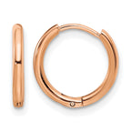 Stainless Steel Rose Gold-Tone Polished Hinged Huggie Hoop Earrings