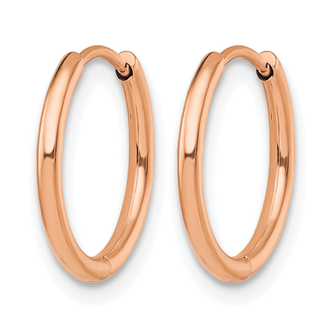 Stainless Steel Rose Gold-Tone Polished Hinged Huggie Hoop Earrings Secondary image