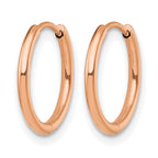 Stainless Steel Rose Gold-Tone Polished Hinged Huggie Hoop Earrings