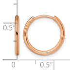 Stainless Steel Rose Gold-Tone Polished Hinged Huggie Hoop Earrings