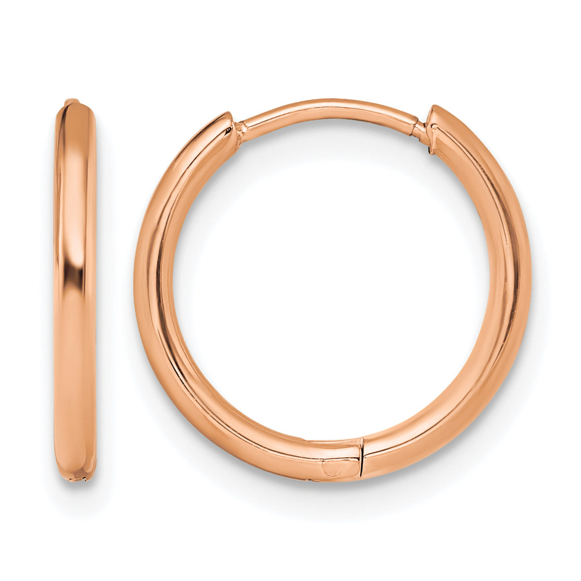 Stainless Steel Rose Gold-Tone Polished Hinged Huggie Hoop Earrings