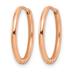 Stainless Steel Rose Gold-Tone Polished Hinged Huggie Hoop Earrings for Women