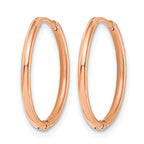 Stainless Steel Rose Gold-Tone Polished Hinged Huggie Hoop Earrings for Women