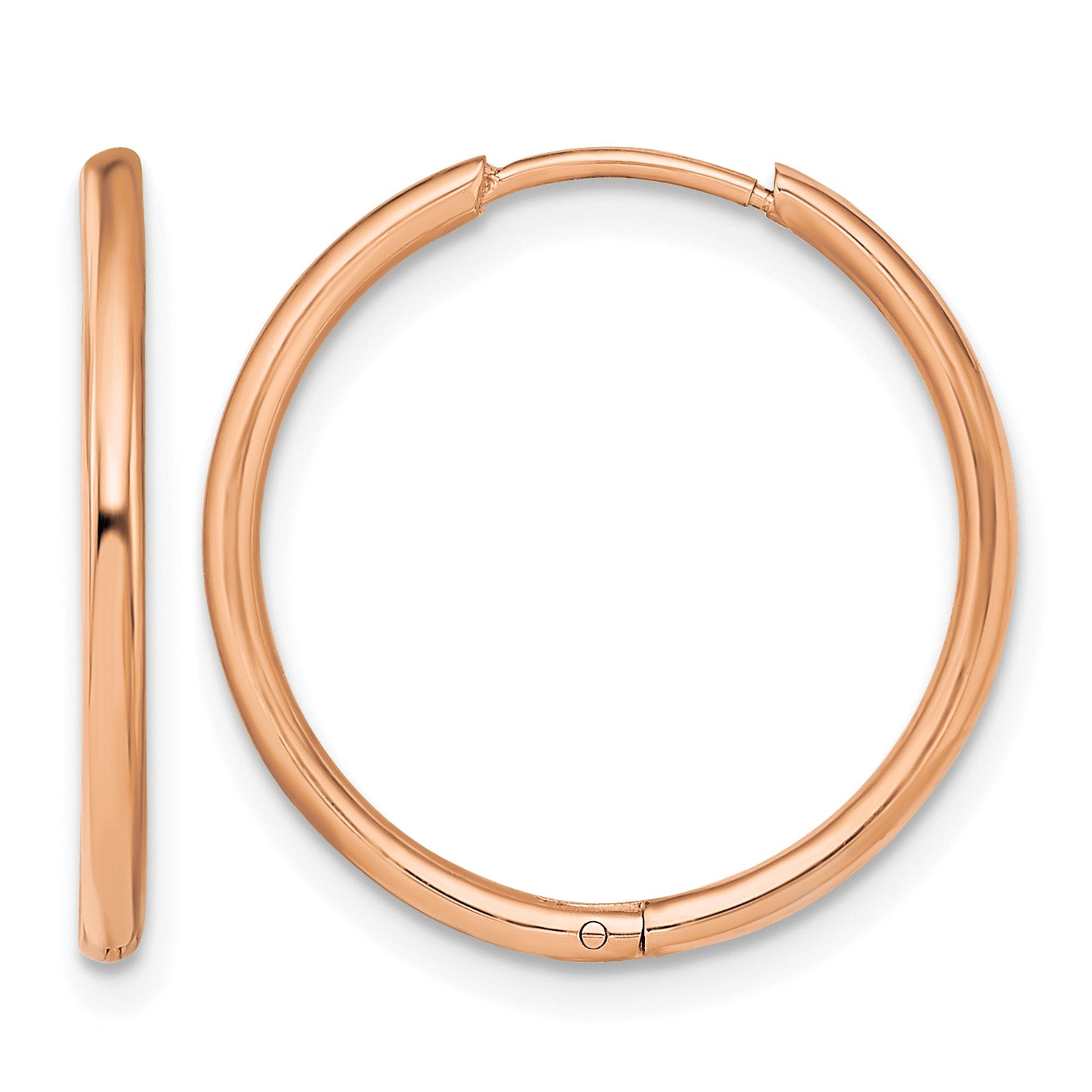Stainless Steel Rose Gold-Tone Polished Hinged Huggie Hoop Earrings for Women