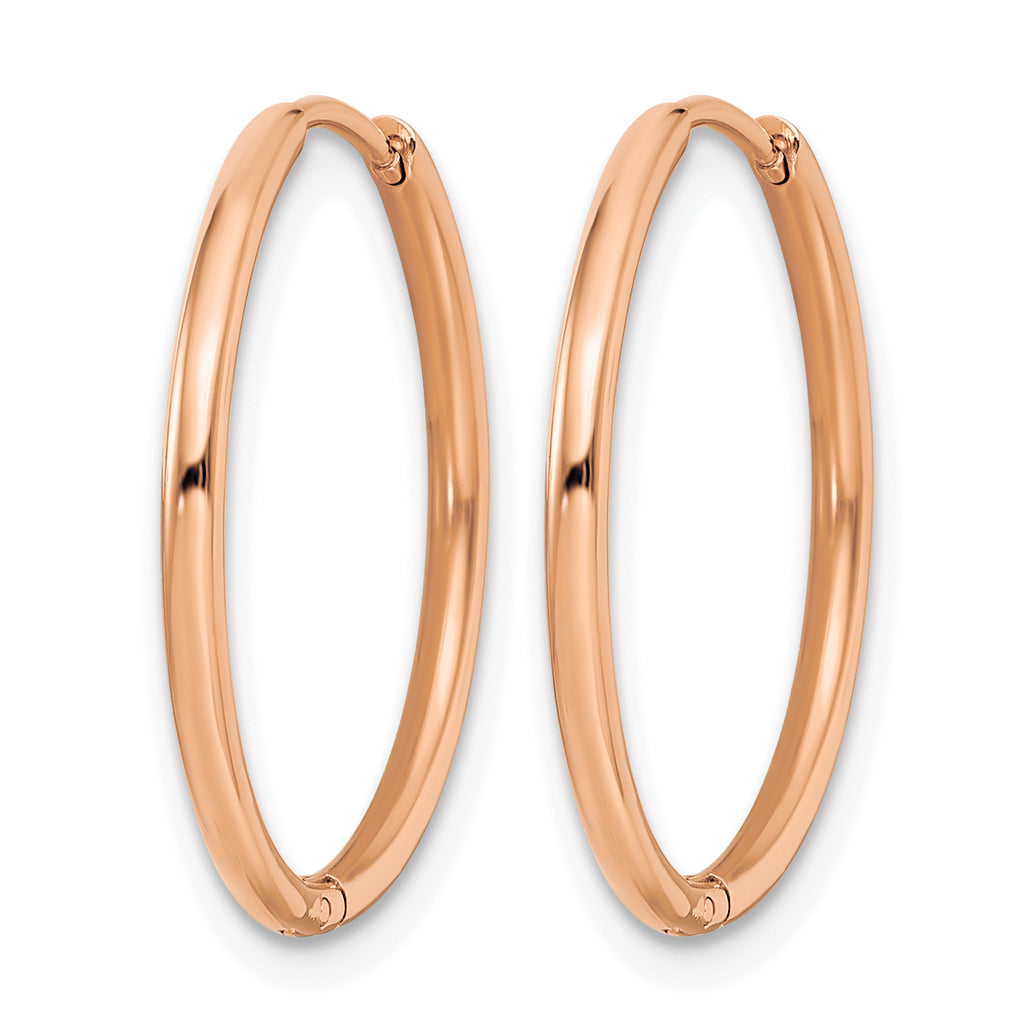 Stainless Steel Rose Gold-Tone Polished Hinged Huggie Hoop Earrings for Women