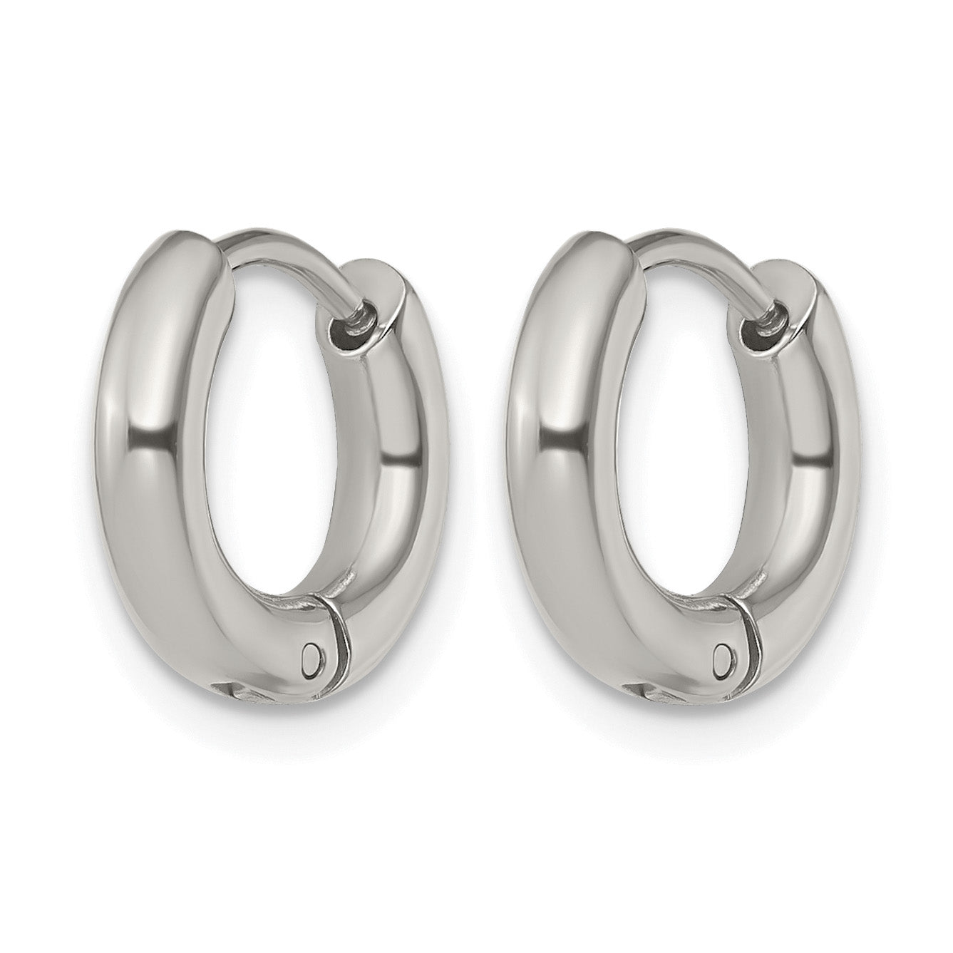 Stainless Steel Polished Hinged Huggie Hoop Earrings for Women