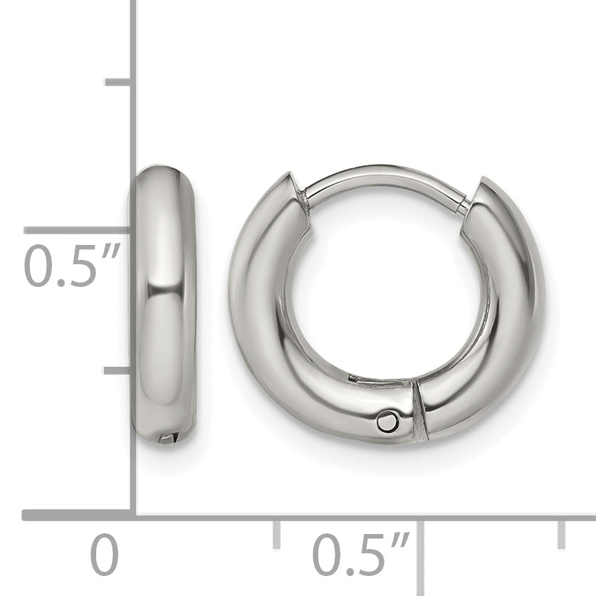 Stainless Steel Polished Hinged Huggie Hoop Earrings for Women