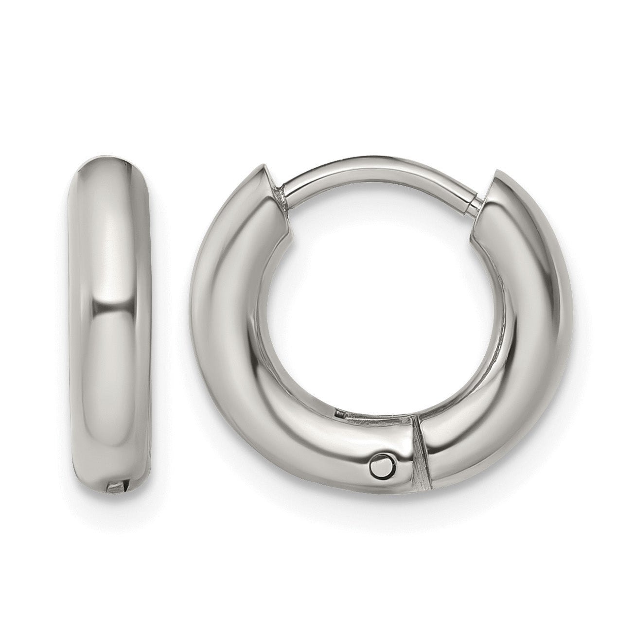 Stainless Steel Polished Hinged Huggie Hoop Earrings for Women