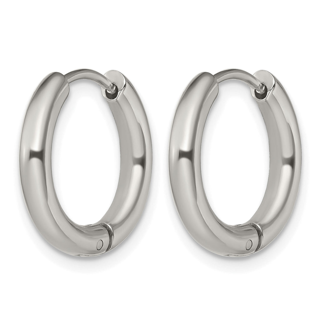 Stainless Steel Polished Hinged Huggie Hoop Earrings for Women