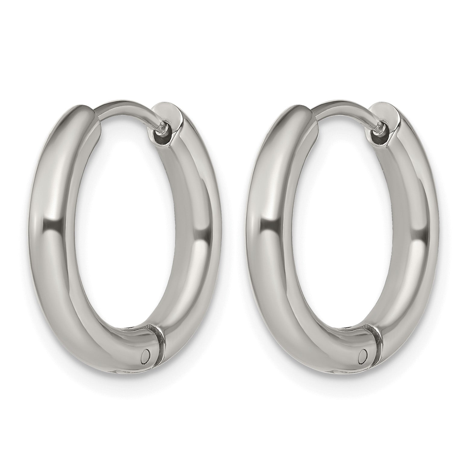 Stainless Steel Polished Hinged Huggie Hoop Earrings for Women