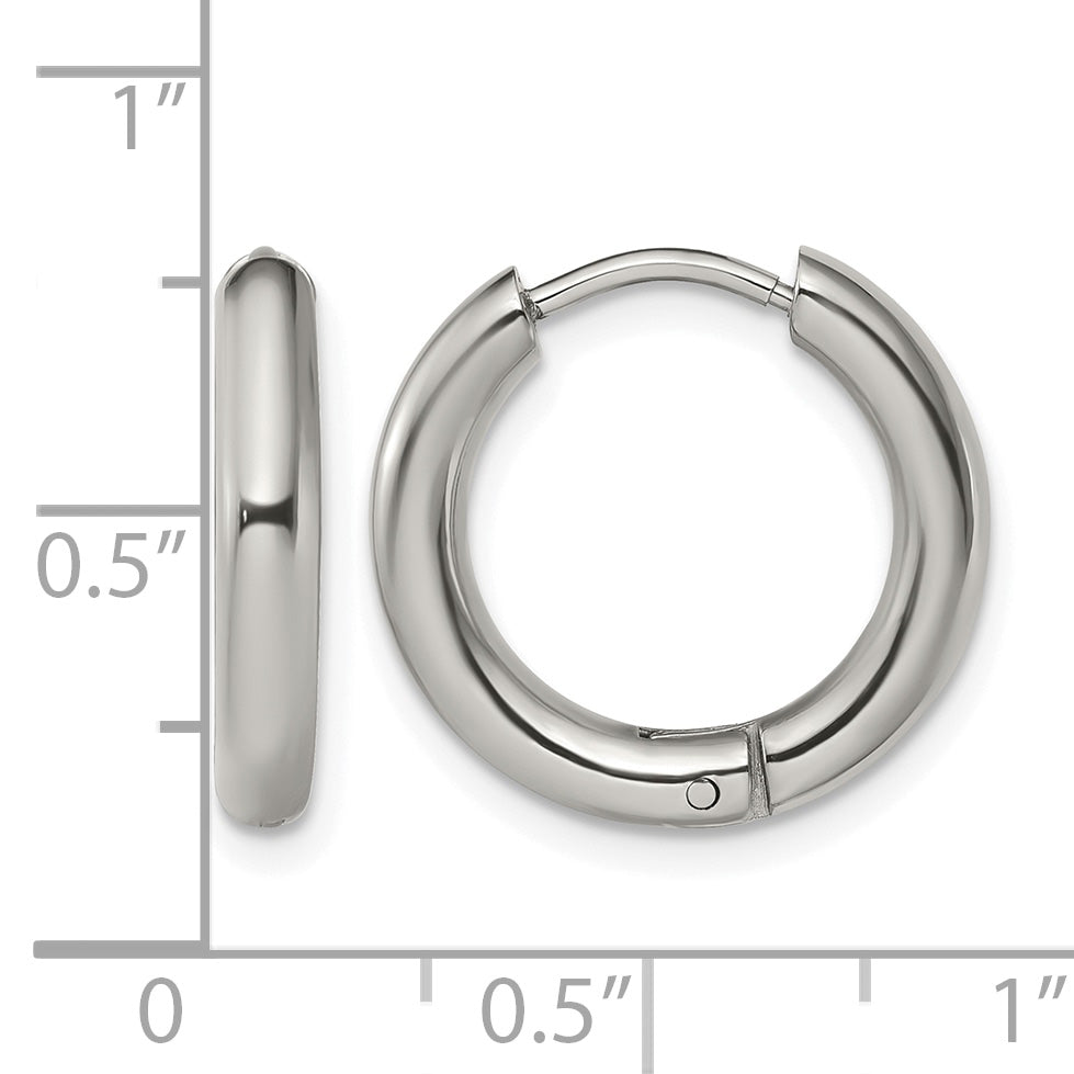 Stainless Steel Polished Hinged Huggie Hoop Earrings for Women
