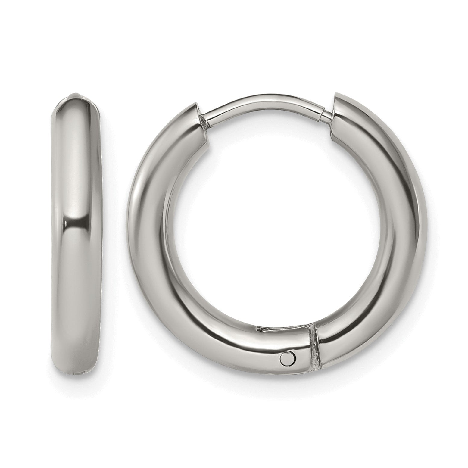 Stainless Steel Polished Hinged Huggie Hoop Earrings for Women Main image