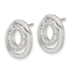Stainless Steel Polished Oval Cubic Zirconia Button Earrings for Women