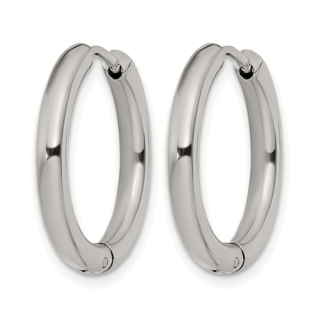 Stainless Steel Polished Hinged Huggie Hoop Earrings for Women