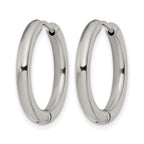 Stainless Steel Polished Hinged Huggie Hoop Earrings for Women