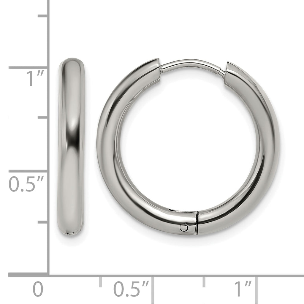 Stainless Steel Polished Hinged Huggie Hoop Earrings for Women