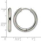 Stainless Steel Polished Hinged Huggie Hoop Earrings for Women