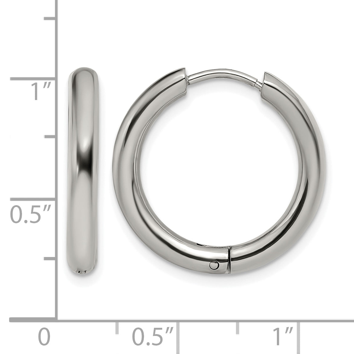 Stainless Steel Polished Hinged Huggie Hoop Earrings for Women