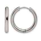 Stainless Steel Polished Hinged Huggie Hoop Earrings for Women