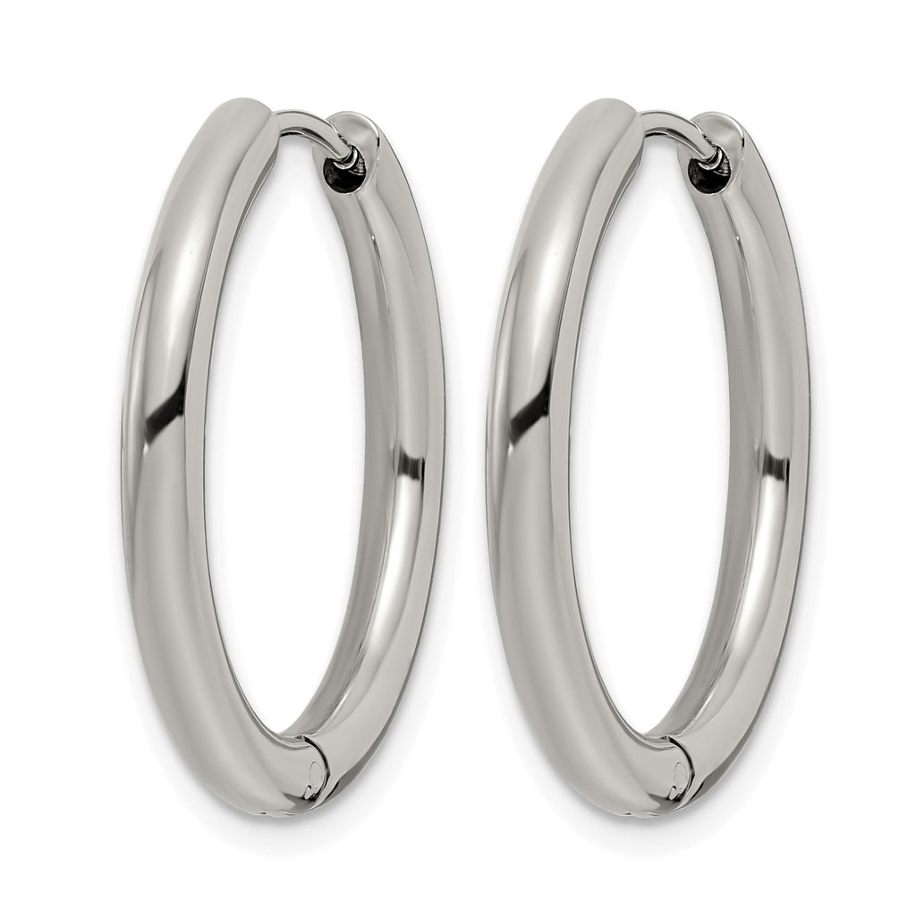 Stainless Steel Polished Hinged Huggie Hoop Earrings for Women