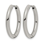 Stainless Steel Polished Hinged Huggie Hoop Earrings for Women