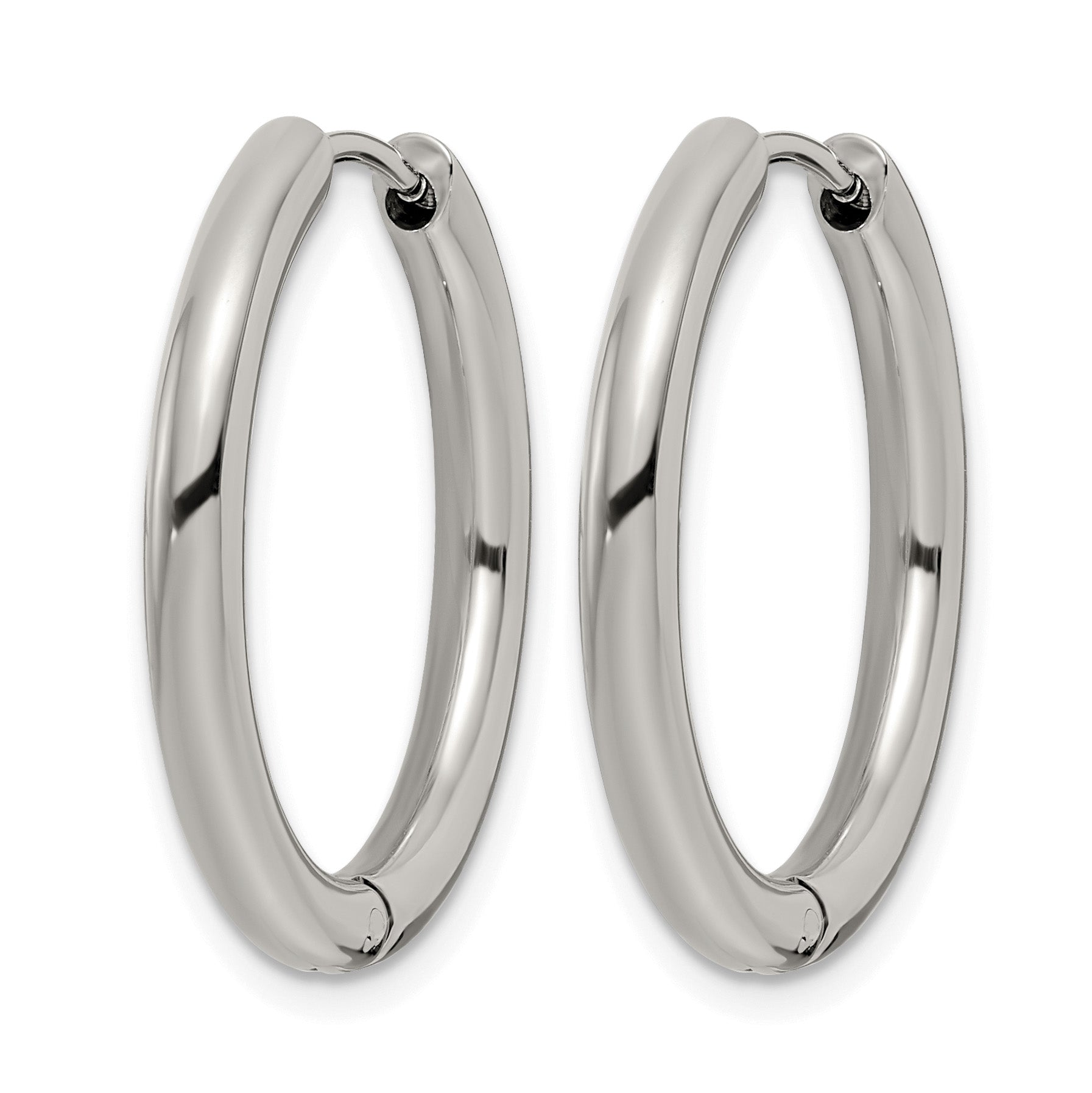 Stainless Steel Polished Hinged Huggie Hoop Earrings for Women