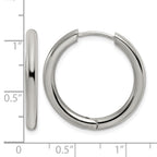 Stainless Steel Polished Hinged Huggie Hoop Earrings for Women