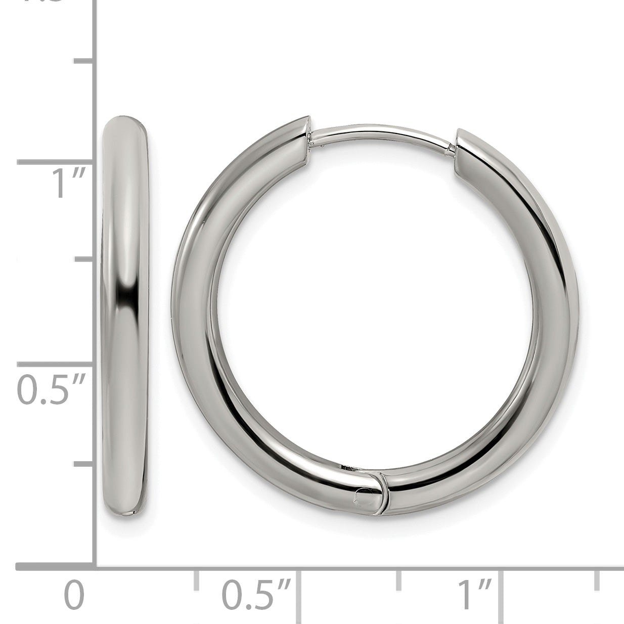 Stainless Steel Polished Hinged Huggie Hoop Earrings for Women