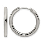 Stainless Steel Polished Hinged Huggie Hoop Earrings for Women