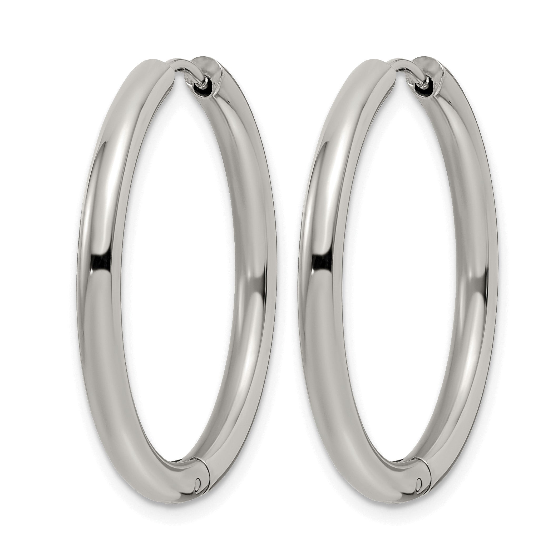 Stainless Steel Polished Hinged Huggie Hoop Earrings for Women