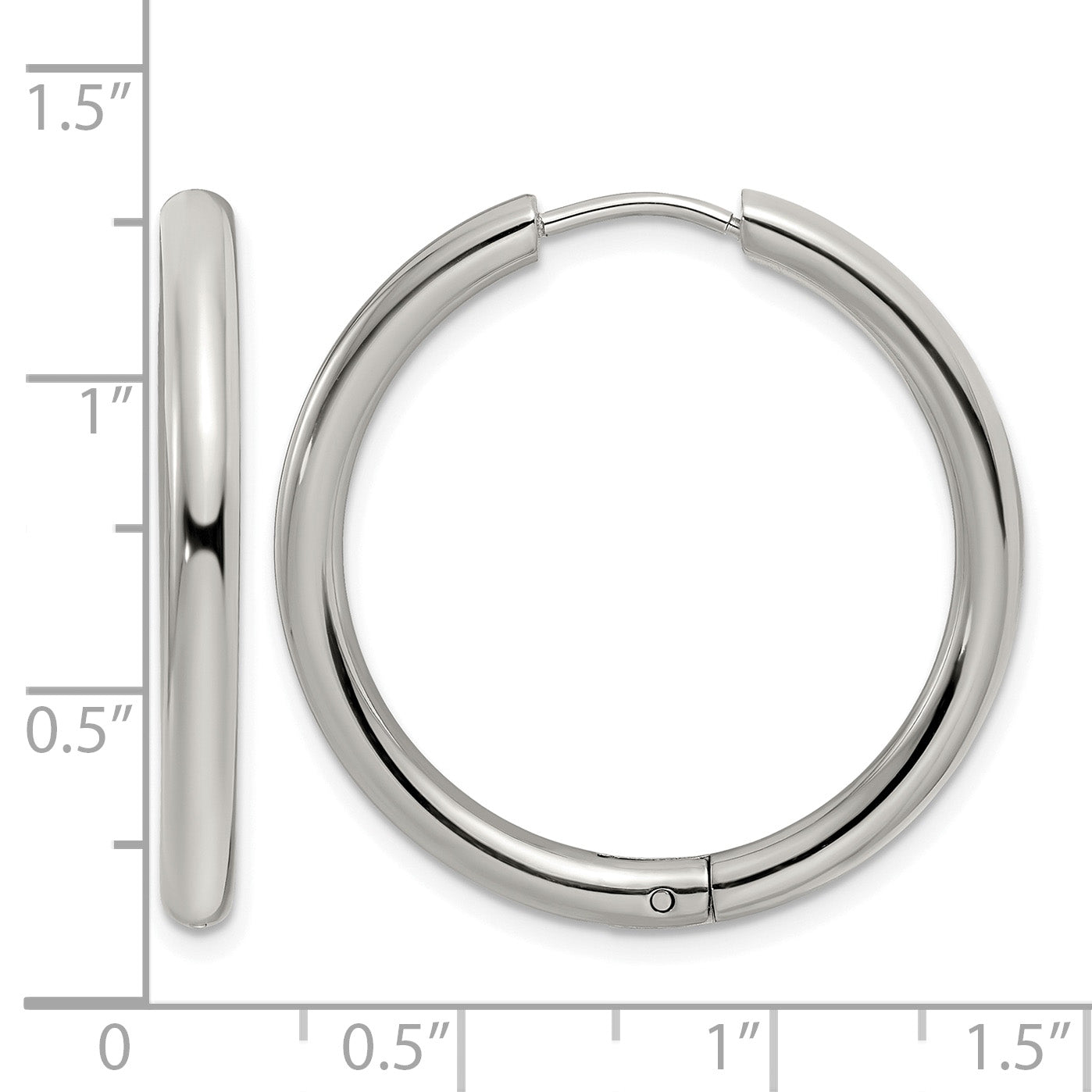 Stainless Steel Polished Hinged Huggie Hoop Earrings for Women