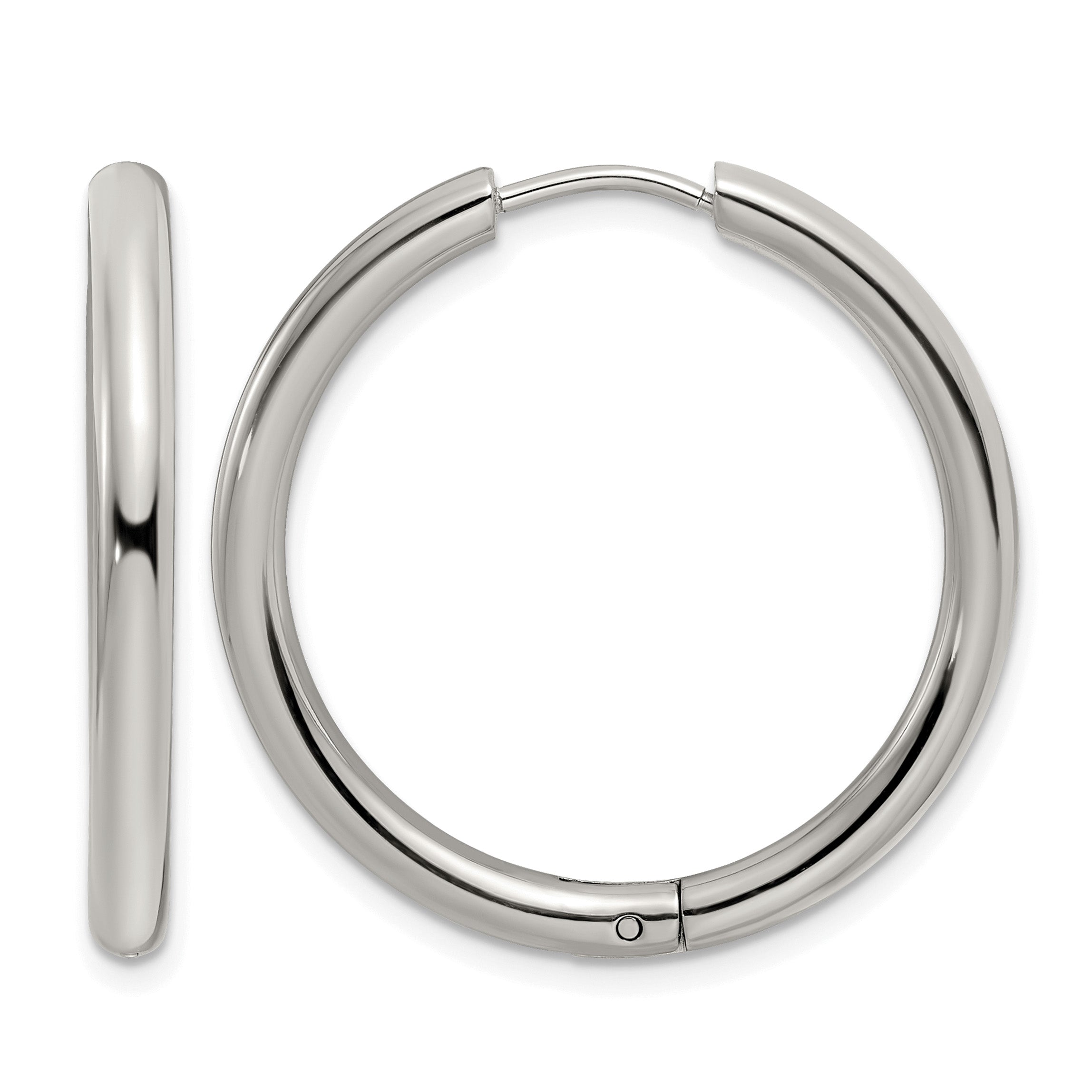 Stainless Steel Polished Hinged Huggie Hoop Earrings for Women Main image
