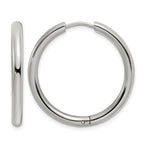 Stainless Steel Polished Hinged Huggie Hoop Earrings for Women