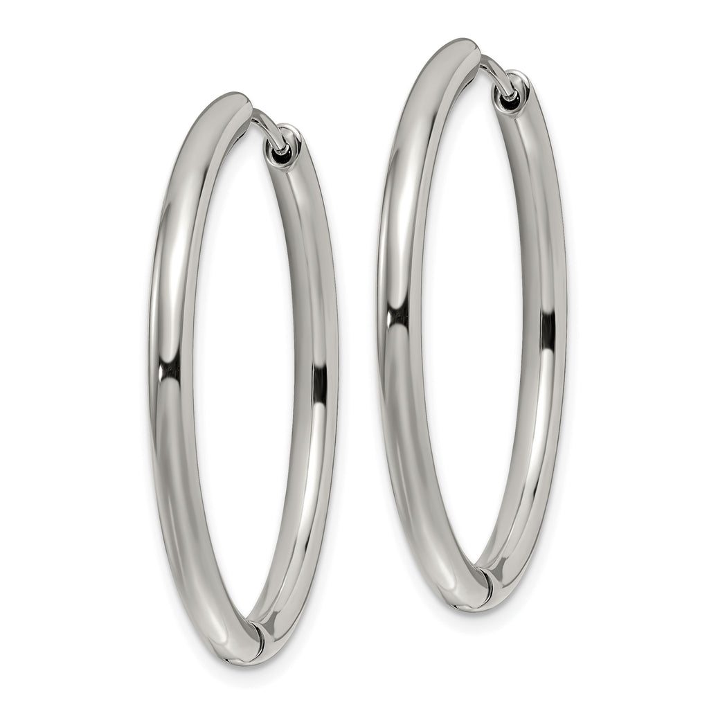 Chisel Stainless Steel Polished 3mm Hinged Hoop Earrings