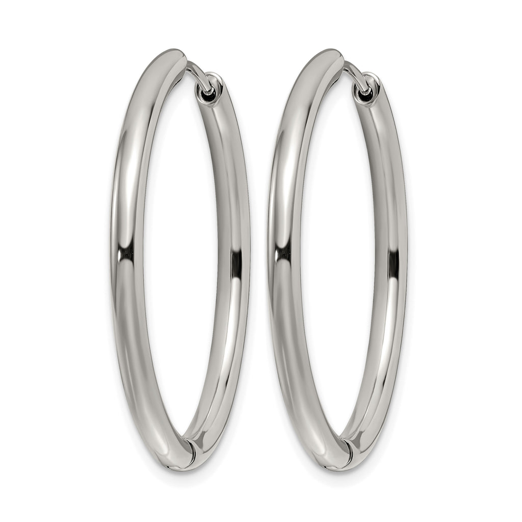 Stainless Steel Polished Hinged Huggie Hoop Earrings for Women