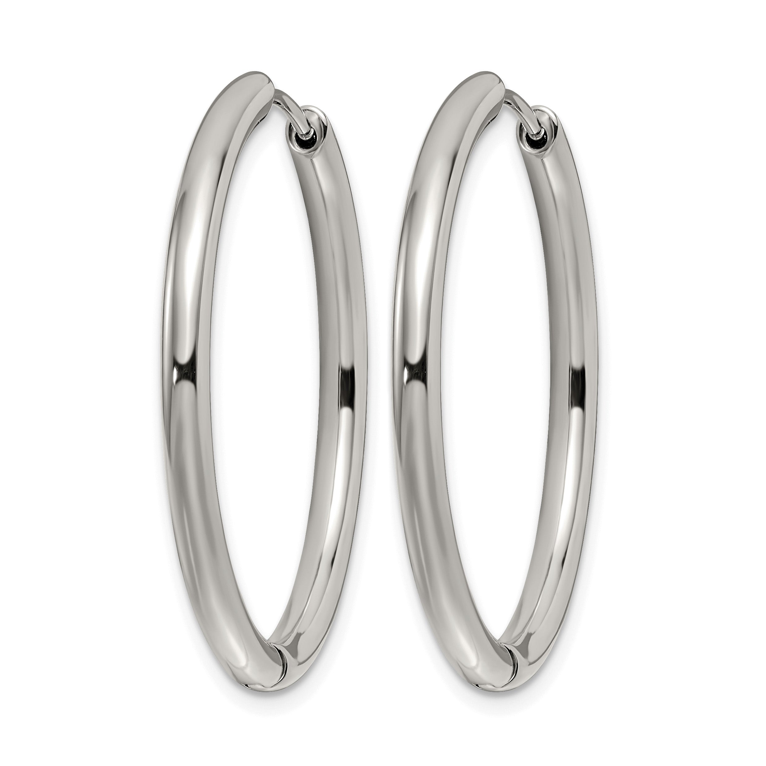 Stainless Steel Polished Hinged Huggie Hoop Earrings for Women