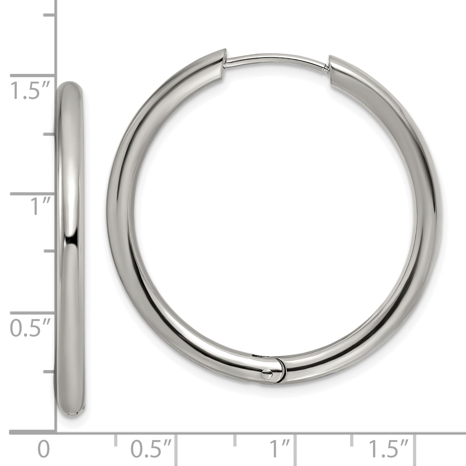 Chisel Stainless Steel Polished 3mm Hinged Hoop Earrings