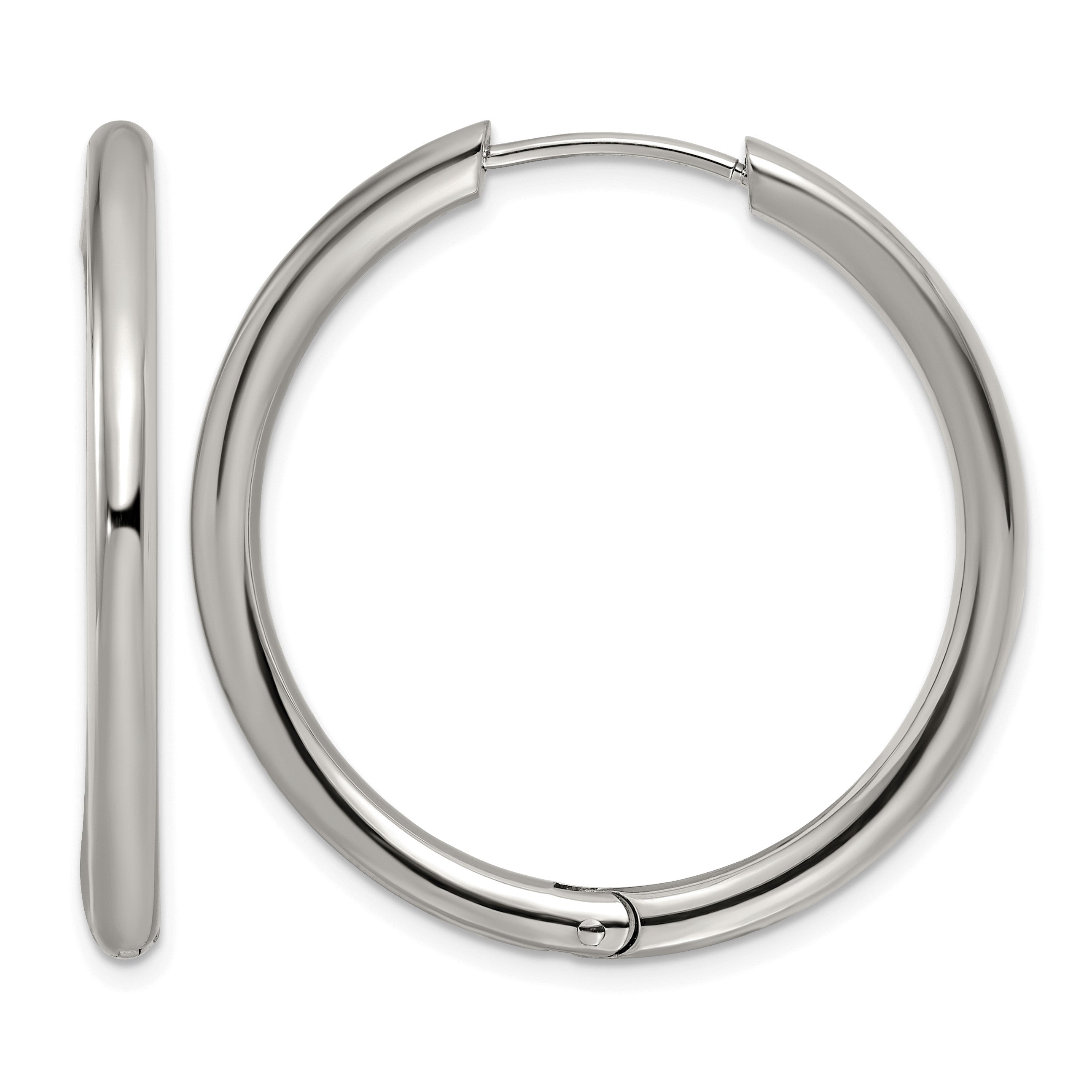 Stainless Steel Polished Hinged Huggie Hoop Earrings for Women Main image