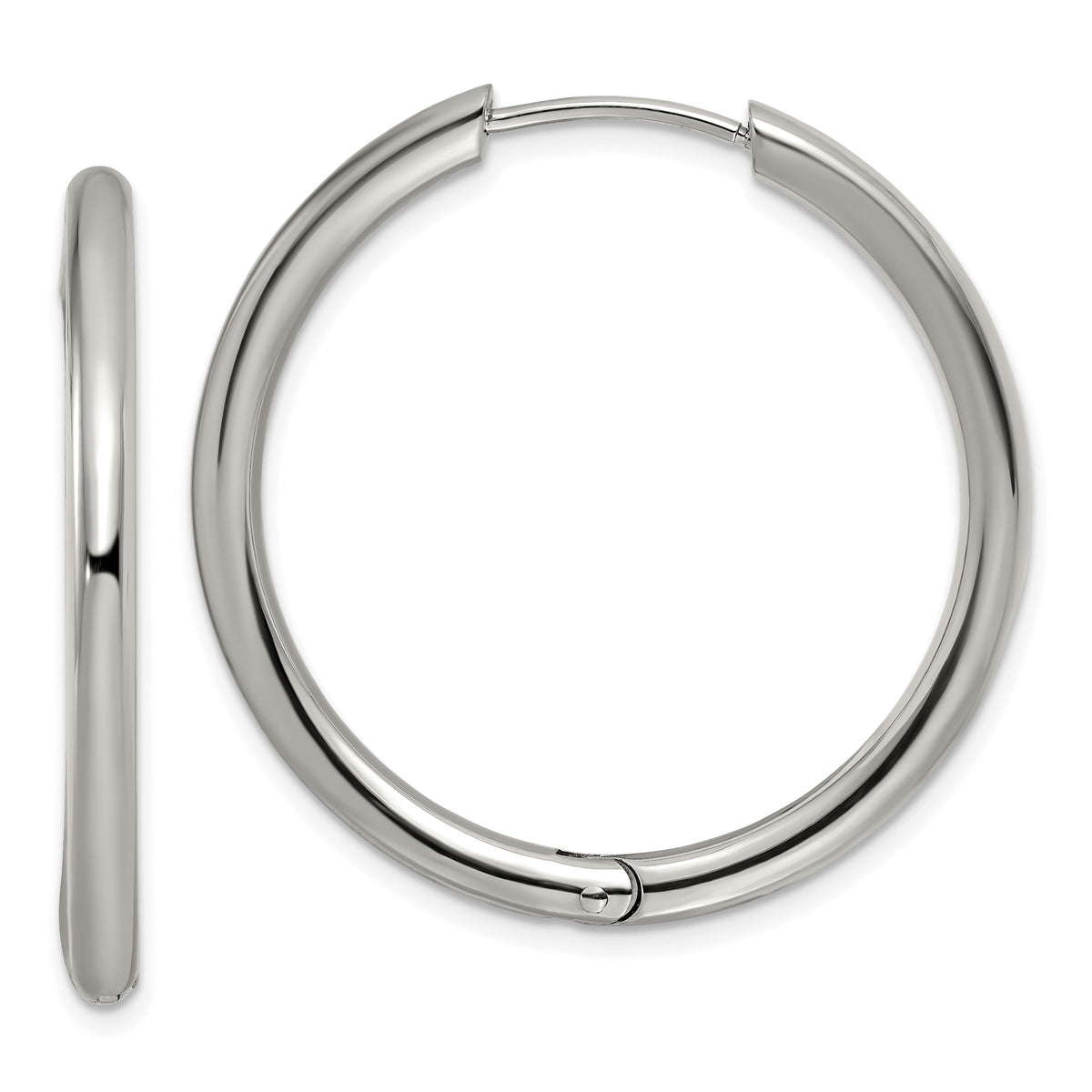 Chisel Stainless Steel Polished 3mm Hinged Hoop Earrings
