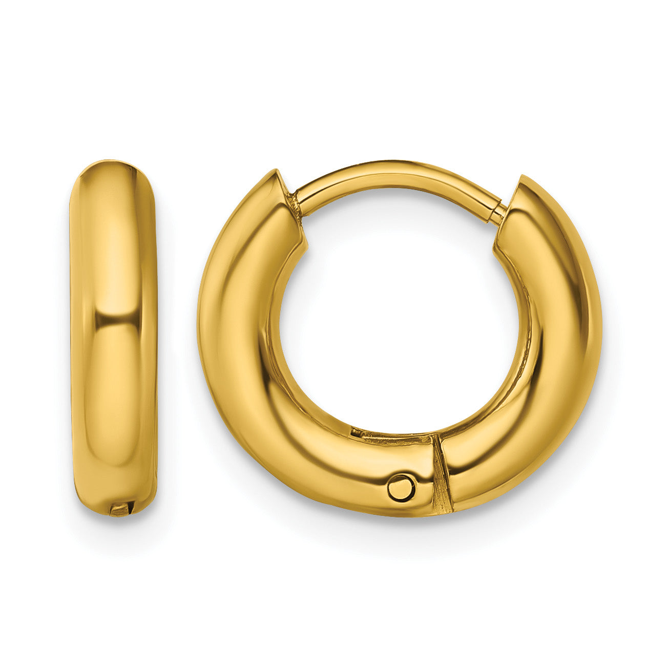 Stainless Steel Gold-Tone Polished Hinged Huggie Hoop Earrings for Women Main image